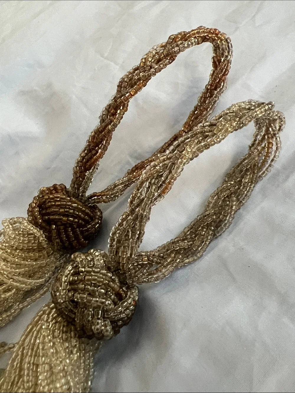 Beaded Gold Curtain Tiebacks - Luxe Decorative Drapery Tassels